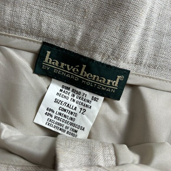 Harvé Benard Womens Linen Blend Pencil Skirt Size 12 Beige Pockets Career New - Picture 3 of 10